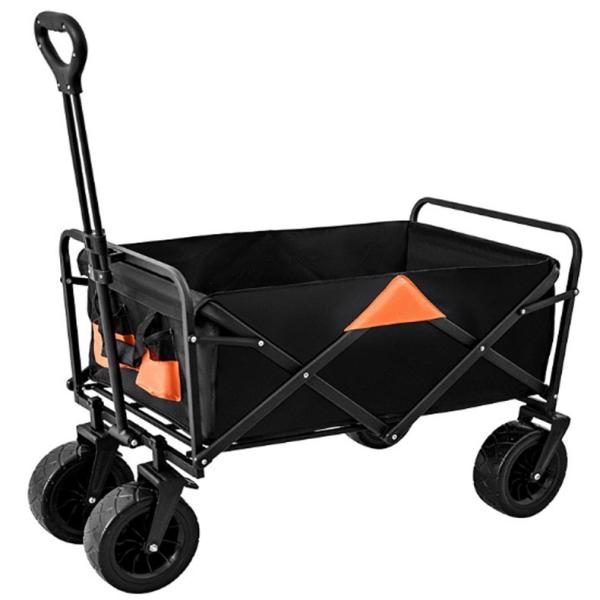 Structure Roll Container Beach Wagon for Shopping Storage Tools Pets Portable Picnic Cart Black