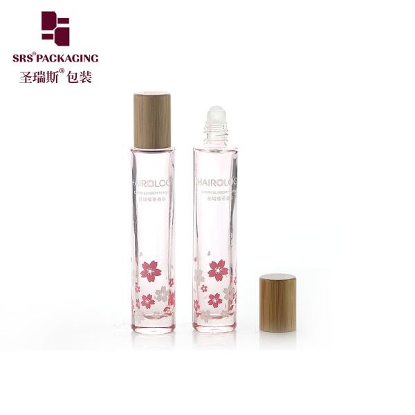 Thick Bottom Molded Glass Roller Bottle Perfume Packing 15ML With Bamboo Cap