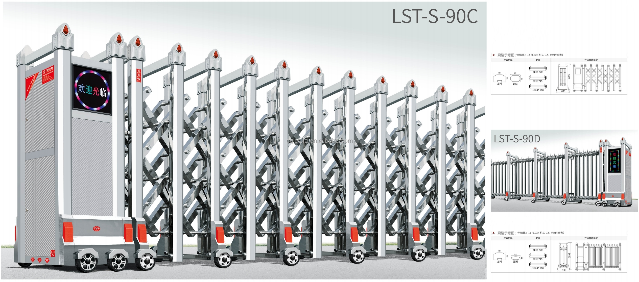 Automatic Retractable Stainless Steel Security Folding Sliding Door for Entry & Outdoor Use for Courtyard Apartment Hotel
