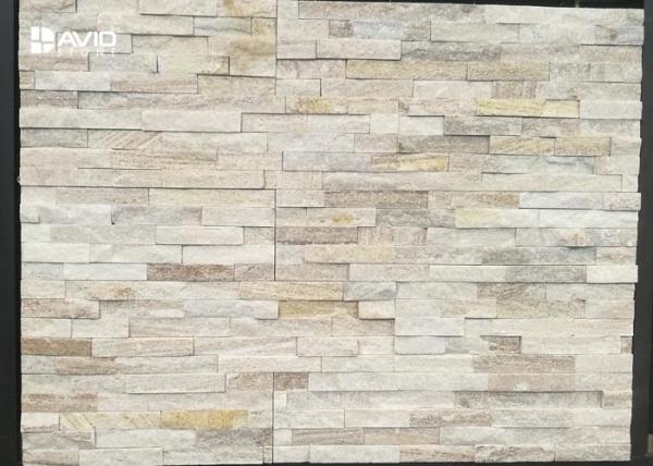 Wooden Quartzite Cultured Stone Siding Panels With Golden Veins Elegant Decor