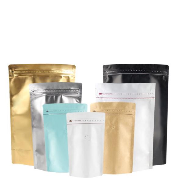 250g/500g/1KG Aluminum Foil Flat Bottom Coffee Bean Zipper Plastic Bags With Valve