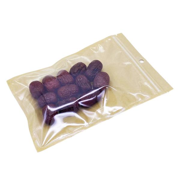 9x15cm Heat Seal Smell Proof Plastic Clear Front Brown Kraft Paper Flat Zipper Bags for Food Packaging with Hanging Hole
