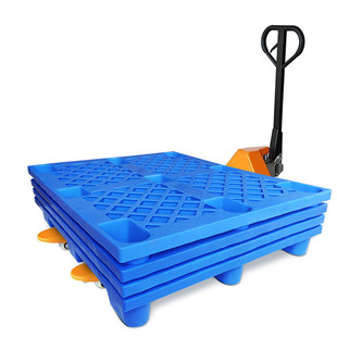 Grid Nine Feet Forklift Plastic Pallet Blue Color
