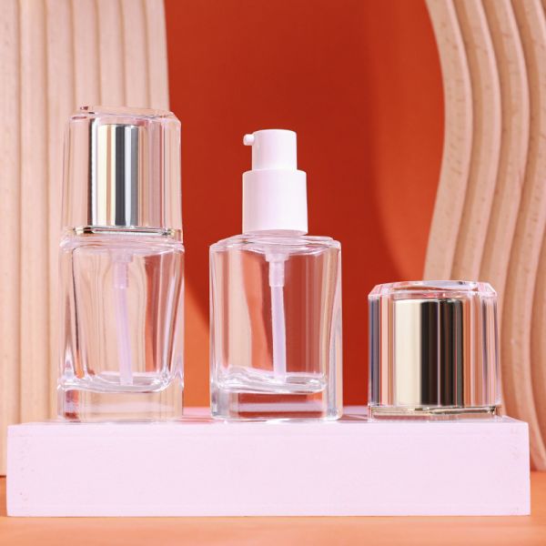 Liquid Foundation Bottles glass cosmetic packaging set with 30ml capacity customizable printing and durable airtight leak proof design