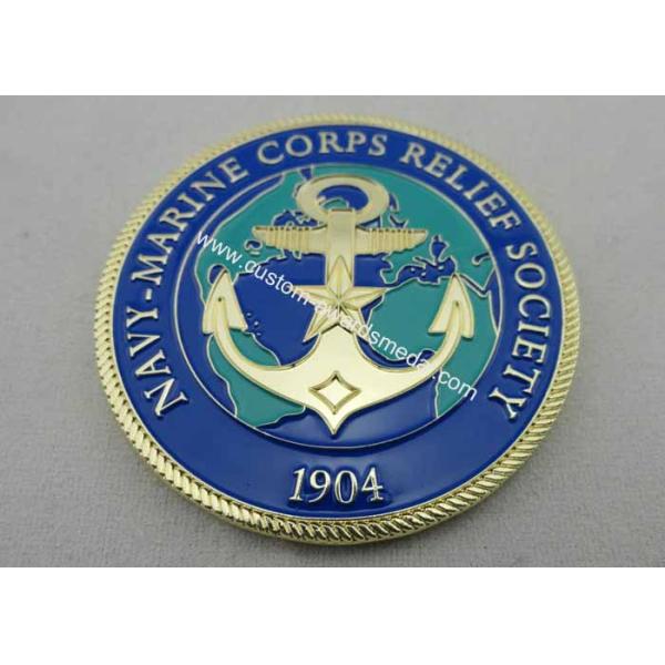 Brass / Zinc Alloy / Pewter Navy Marine Corps Coin / Harley Davidson Personalized Coins with Rope Edge