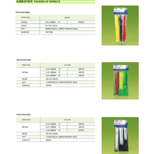 Tag card separated polybag nylon cable ties