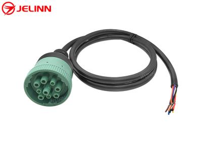 Green J1939 9pin to Open End Pigtail Cable