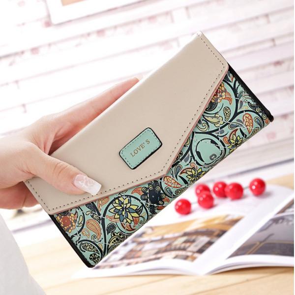 Floral new Korean Lingge hit color envelope clutch bag lady purse woman buckle