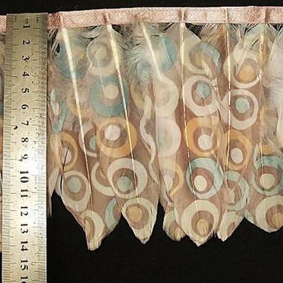 Printed Duck Goose Feather Fringe Trim With Satin Ribbon Tapes Carnival Occasion