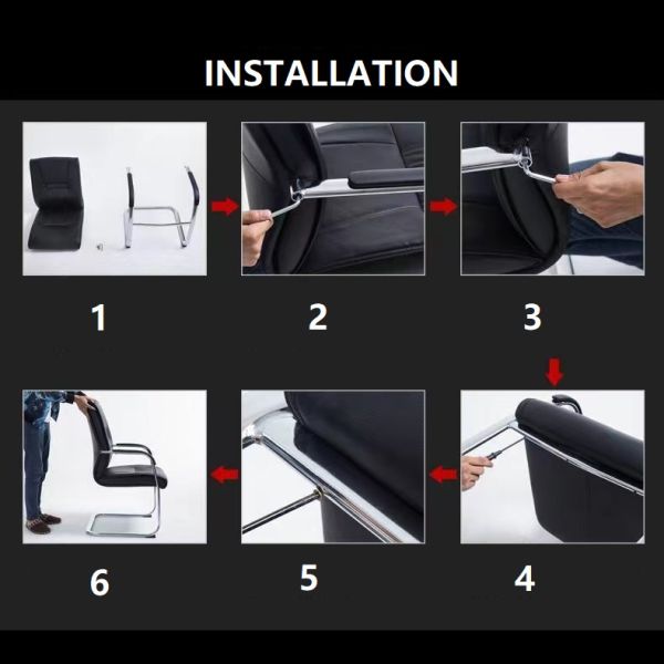 High Back Office PU Leather Chair 3 in 1 Ergonomic Adjustable Without Wheels