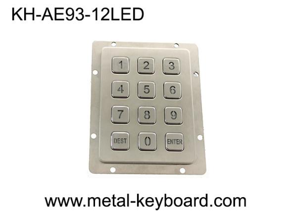 Teclado numérico numérico do metal claro traseiro 3x4 no teclado numérico de aço inoxidável das chaves da matriz 12