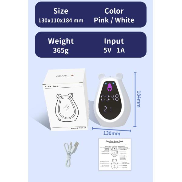 LED Digital Touch Light Bear Shape Multicolor Baby Sleep Night Light para Crianças