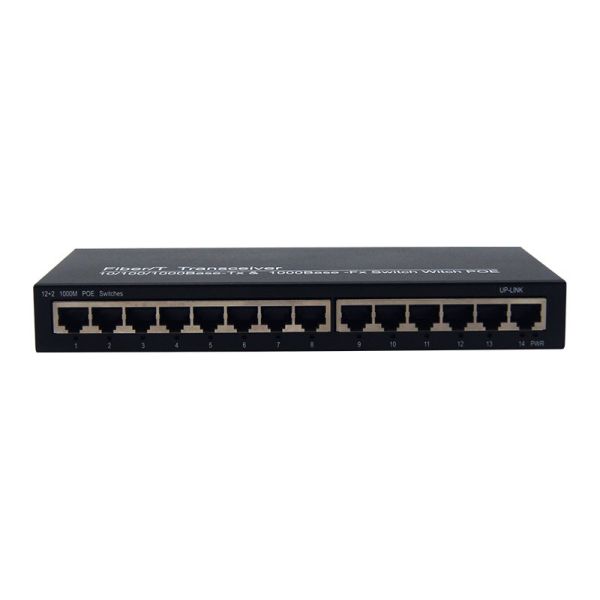 Gigabit Ethernet PoE Switch 12 Port 2 Uplink RJ45 IEEE802.3af/At For IP Camera AP