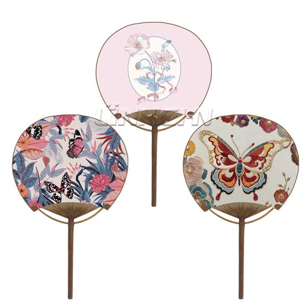 Customizable Japanese Round Hand Fans with Painted Technique Personalized OEM Art Printed Logo Wedding Favors Gifts for Guests