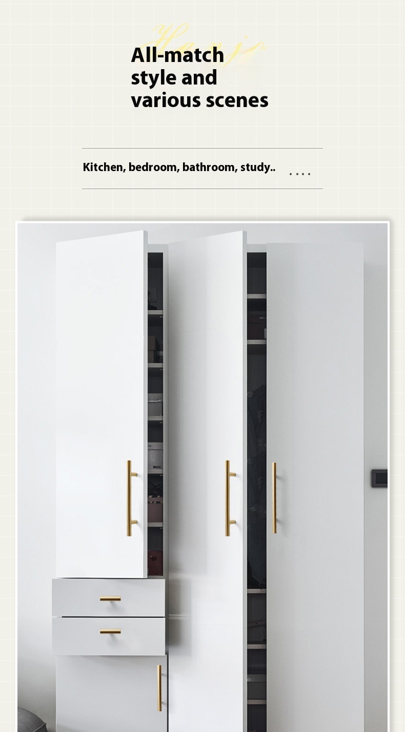 Modern Simple Luxury Golden Aluminum Alloy Durable Rectangle Cabinet Door Handle Invisible Kitchen Gym Closet Wardrobe Drawer