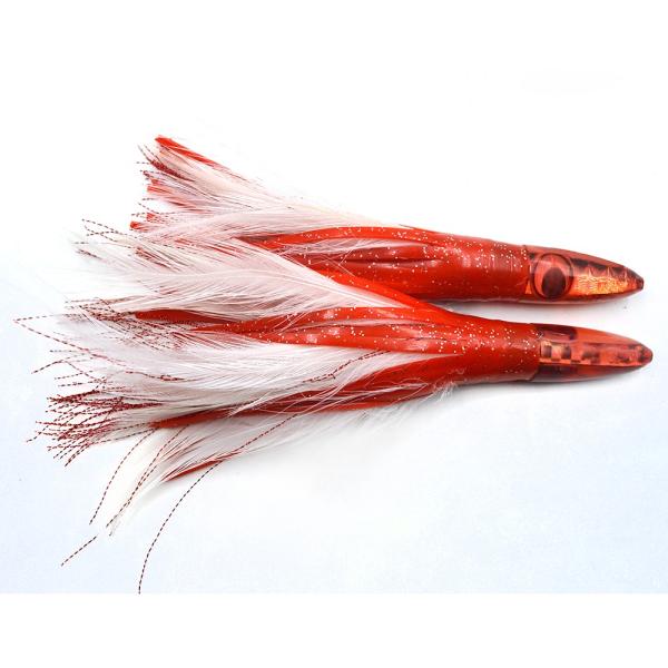 Resin head soft octopus skirt With feather bait tuna sea trolling fishing lure 6.5 inch /35g