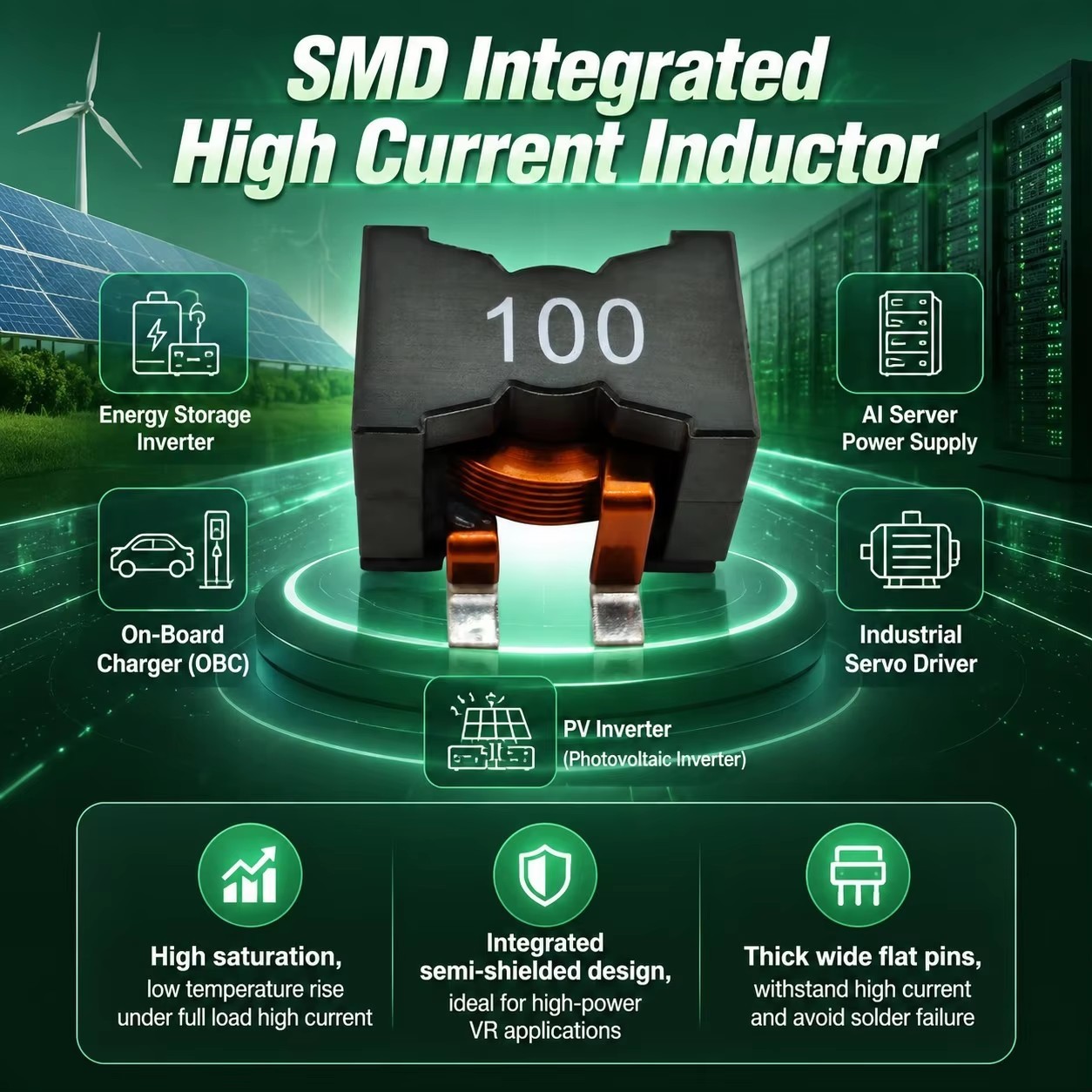 High Current Shielded 10uH High Power Inductor for Stable DC-DC Power Supply