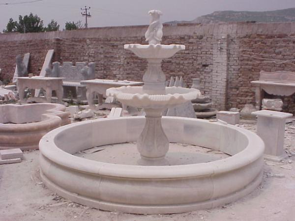 Simple 3 Tier 10x10cm Sample White Marble Water Fountain Stone Carving Sculpture