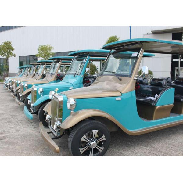 4 Seater Battery Powered Classic Car Golf Carts Champagne Color , 80-100 Km Driving Mileage