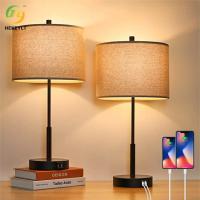 Hogar Dimmable moderno del hotel que toca carga por USB dual de la lámpara de mesita de noche del control