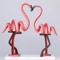 Pássaro de fibra de vidro rosa alto amor dos flamingos fabricante de escultura