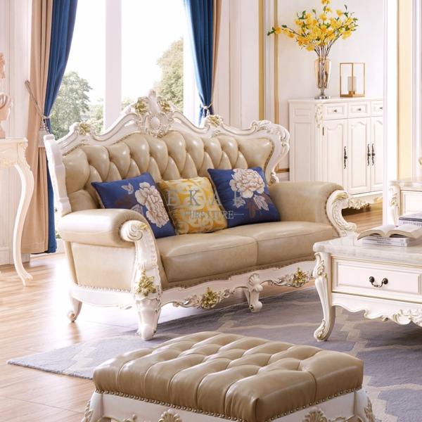 Couch Living Room Wooden Set Royal Leather Sofa