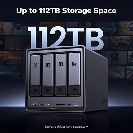 Ugreen DXP4800 Plus 4-Bay NAS Network Storage with Intel Gold 8505 5-Core CPU, 8GB DDR5 RAM, and 112TB Max Capacity