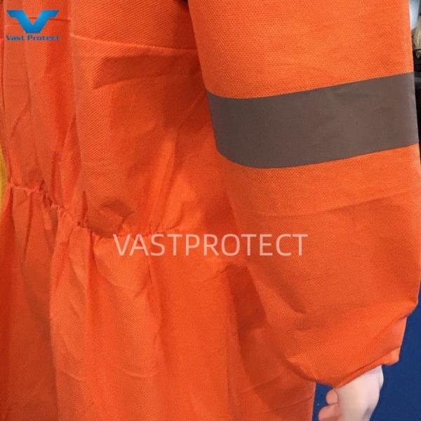 OEM Accepted Type 5 6 Industrial PPE Orange SMS Disposable Coveralls With Refelctive Tape