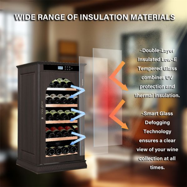 Dark Wood Wine Cooler Cabinet with Smart Touch Control and 36 Bottle Capacity