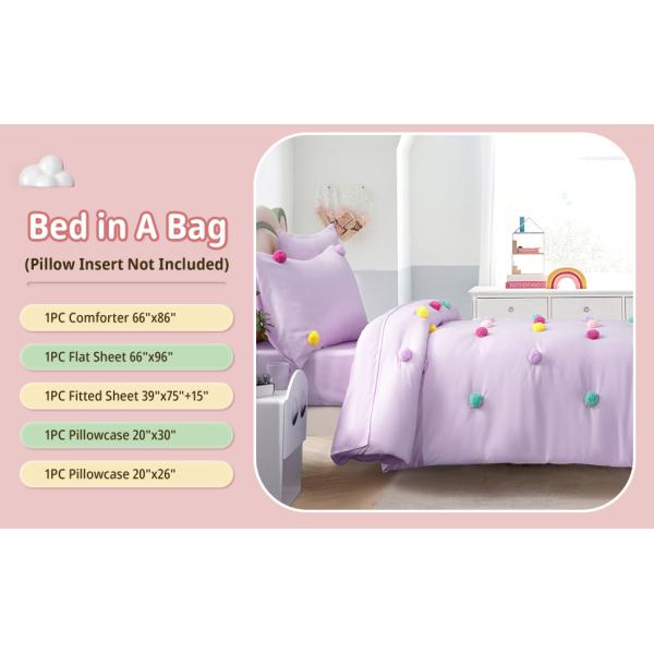5 Piece Girls Toddler Bedding Set Children Comforter Sets Skin Friendly With Microfiber Fabric