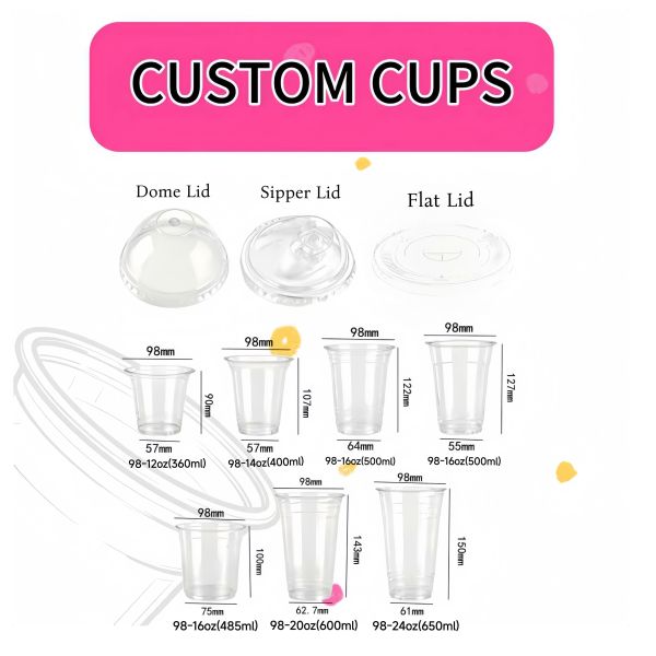 Multi-capacity Smoothie Cold Drink Iced Coffee Disposable PET Cup with Lid 