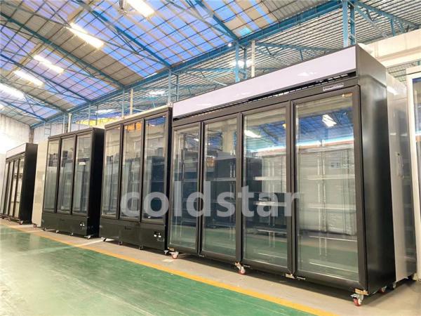 Commercial Vertical Meat Freezing Display Case 4 Glass Doors Freezer