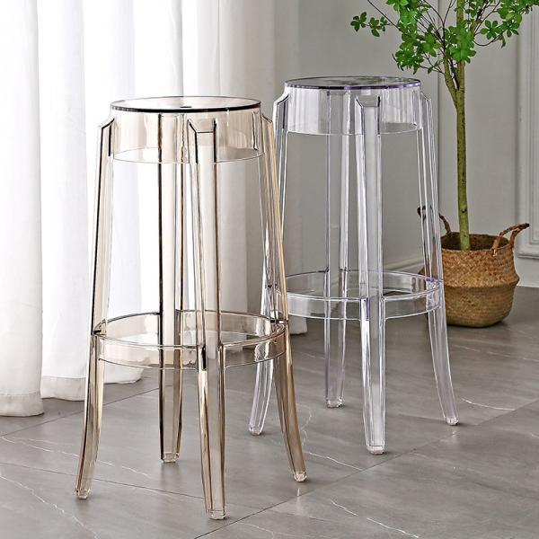 Plastic Acrylic Kitchen Dining Chair Multi Color Options Transparent Bar Stool Chairs Modern Simplicity Counter Height Stools-Clear