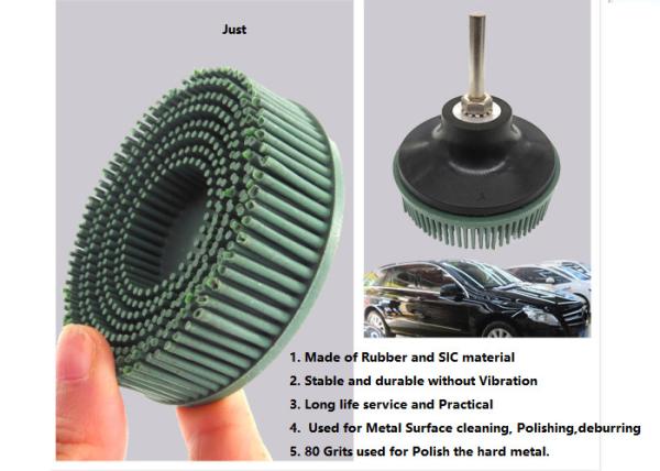 Green Bristle Brush Disc 3 Inch Rubber Abrasive Brush for Burr Rust