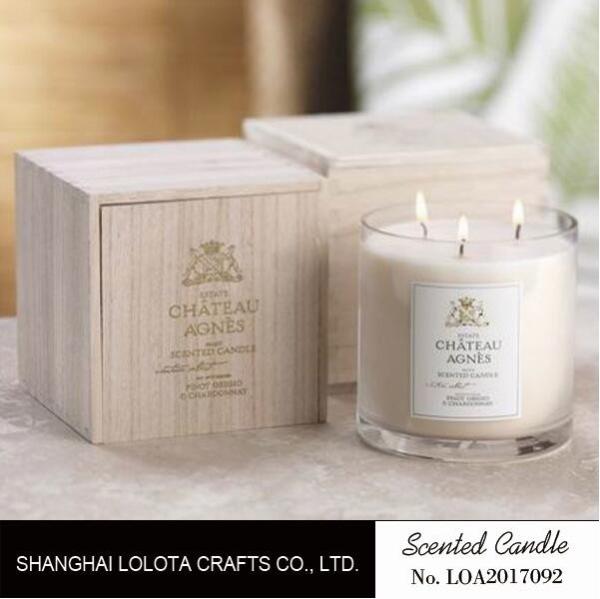 Luxury Three Wick Scented Candles , Multi Colored Soy Wax Candle With Wooden Box