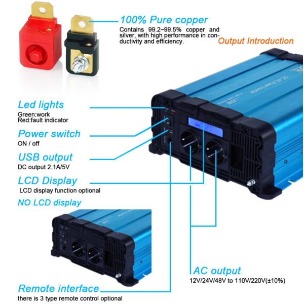 OEM ODM 600W 1000W 1500W 2000W 2500W 3000W 3500W 4000W Pure Sine Wave Power Inverter