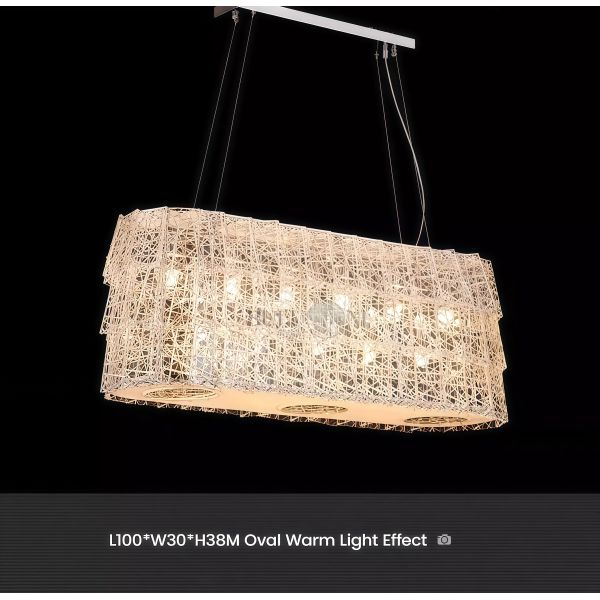 JYLIGHTING Contemporary Wire Mesh Pendant Light, Layered Stainless Steel Cage Lamp with Crystal for Dining Room Decor