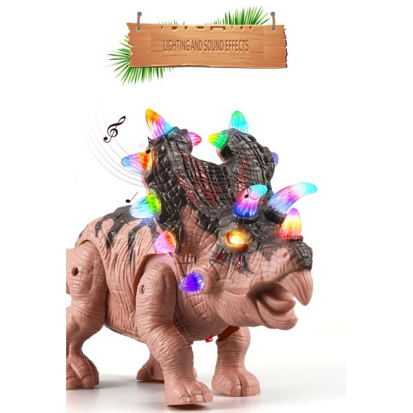 Finished Goods PVC Children's Toy Electric Dinosaur Triceratops with Sound and Light