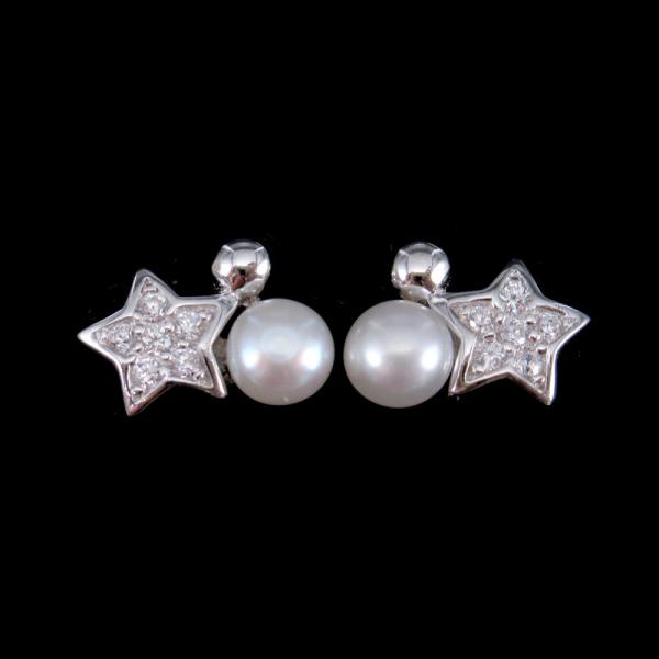 Bowknot de água doce dos brincos do parafuso prisioneiro da pérola do estilo minimalista com forma da roseta