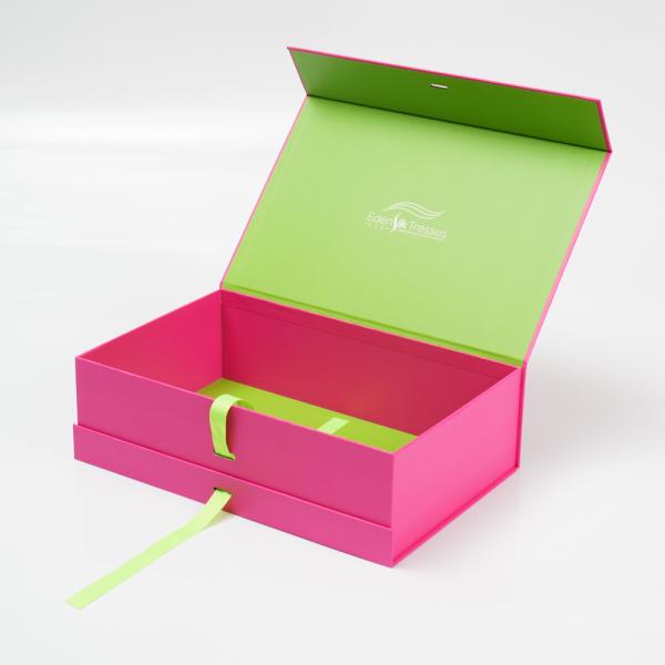Custom Luxury Pink Hard Coated Paper Magnet Boxes Recycled Cosmetic Gift Packaging Embossed Logo High-End Sponge Eye Cream