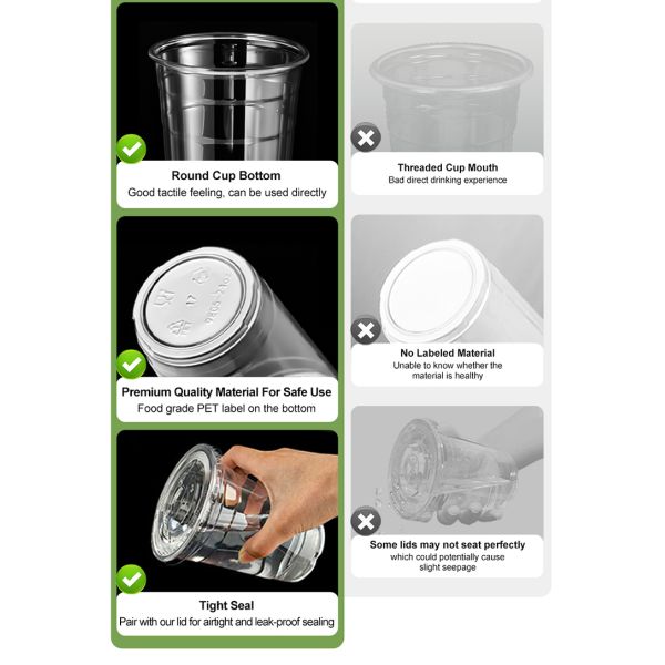 China Wholesale Logo Printed Disposable 12oz Clear PET Plastic Cup with Lid