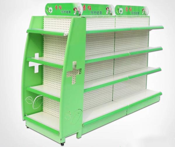 Olho varejo do shelving da gôndola da farmácia da drograria do metal que trava 1-7 camadas