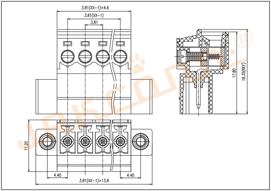 3.81mm Pitch 8 Poles PCB Screw Terminal Block Green Wire Terminals