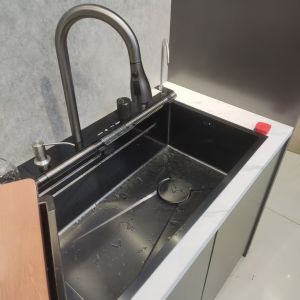 High-Precision CNC Machined Heat-Resistant 316L Stainless Steel Kitchen Sink with 250-300mm Bowl Depth and 1.2-1.5mm Panel Thickness