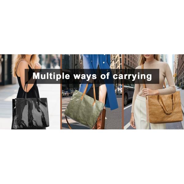 Sustainable Recyclable Tote Bag For Women, TPU Waterproof And Tyvek Paper Material Casual Shoulder Bag Handbag For Work, Travel, Gym