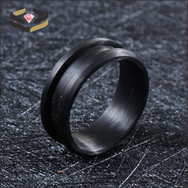 Anillo en blanco de fibra de carbono para boda con engaste invisible de 8 mm para incrustaciones