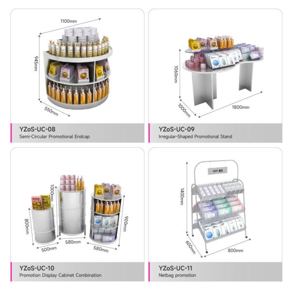 Skincare Promotional Display Table Gray Stainless Steel Premium Store Showcase For Skincare Store Design And Makeup Store Decoration