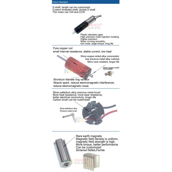 Hofon Motor 6mm PG6-PL610PA 1.5V 3V DC Plastic P:anetary Gear Reduction Motor Coreless Planetary Gear Motor