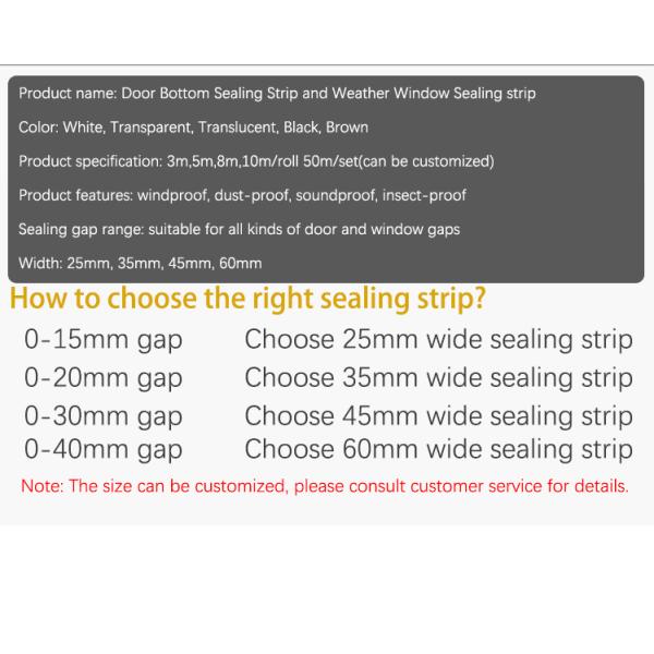 Window Silicone Seal Strip Self Adhesive Tape for Draft Stopper Gap Blocker and Wind Blocker