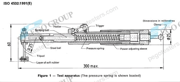 ISO4532 Compliant Pistol Test Apparatus with 0~90 N/cm Impact Force and 5mm Steel Ball Tip for Enamelled Articles Testing